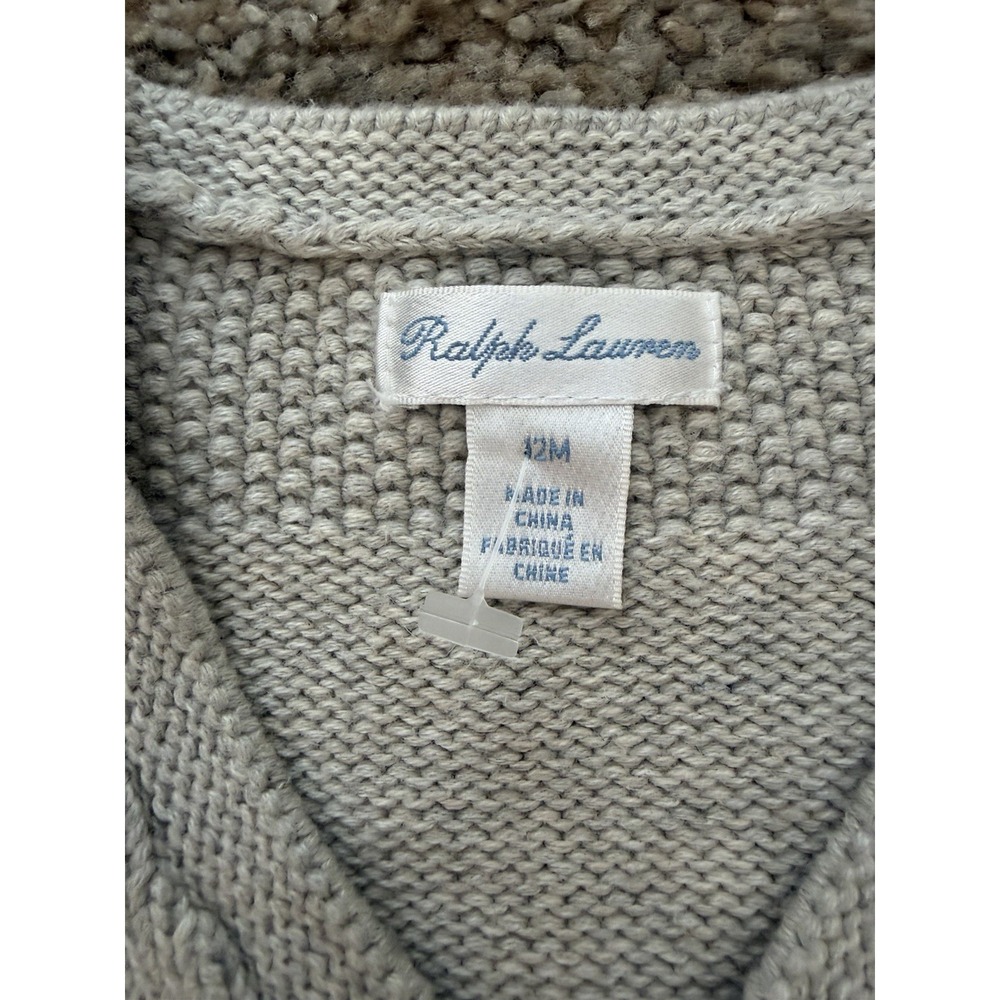 Polo Ralph Lauren Baby Boys Combed Cotton V-Neck Cardigan Gray Size 12 M - Picture 4 of 8